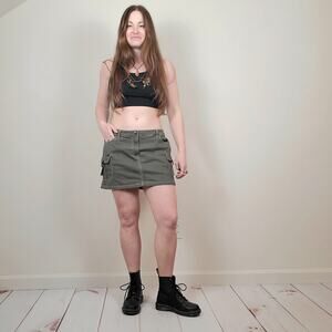 Wild Fable Cargo Micro Mini Skirt  Low Rise Green Size 8